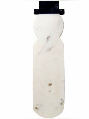 CREATIVE CO-OP NWT 19'L x 5"W Marble Snowman Shaped
Cutting Board, White & Black